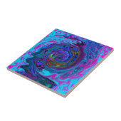 Groovy抽象芸術レトロブルーとパープルスワール タイル (側面)