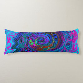 Groovy抽象芸術レトロブルーとパープルスワール ボディピロー
