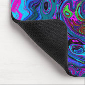 Groovy抽象芸術レトロブルーとパープルスワール マウスパッド (コーナー)