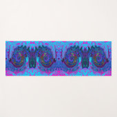 Groovy抽象芸術レトロブルーとパープルスワール ヨガマット (正面(横))