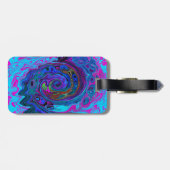 Groovy抽象芸術レトロブルーとパープルスワール ラゲッジタグ (裏面横)