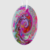 Groovy抽象芸術レトロホットピンクとブルースワール オーナメント (正面)