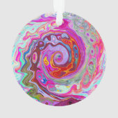 Groovy抽象芸術レトロホットピンクとブルースワール オーナメント (裏面)