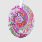 Groovy抽象芸術レトロホットピンクとブルースワール オーナメント (正面)