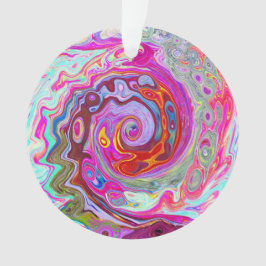 Groovy抽象芸術レトロホットピンクとブルースワール オーナメント