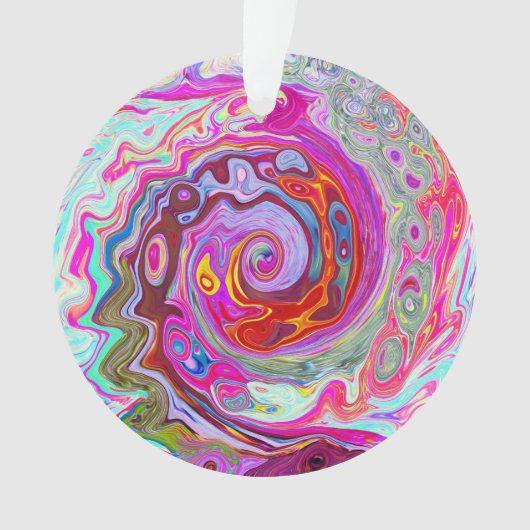 Groovy抽象芸術レトロホットピンクとブルースワール オーナメント (正面)
