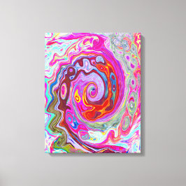 Groovy抽象芸術レトロホットピンクとブルースワール キャンバスプリント