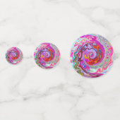 Groovy抽象芸術レトロホットピンクとブルースワール コンフェッティ (裏面)