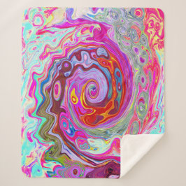 Groovy抽象芸術レトロホットピンクとブルースワール シェルパブランケット