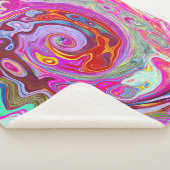 Groovy抽象芸術レトロホットピンクとブルースワール シェルパブランケット (3/4)