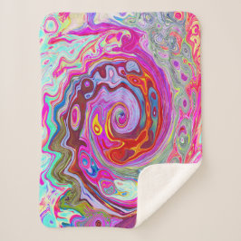 Groovy抽象芸術レトロホットピンクとブルースワール シェルパブランケット