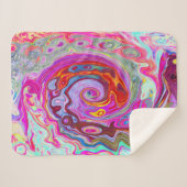 Groovy抽象芸術レトロホットピンクとブルースワール シェルパブランケット (正面(横))