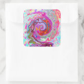 Groovy抽象芸術レトロホットピンクとブルースワール スクエアシール (バッグ)