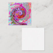 Groovy抽象芸術レトロホットピンクとブルースワール スクエア名刺 (正面/裏面)