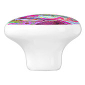 Groovy抽象芸術レトロホットピンクとブルースワール セラミックノブ (側面)