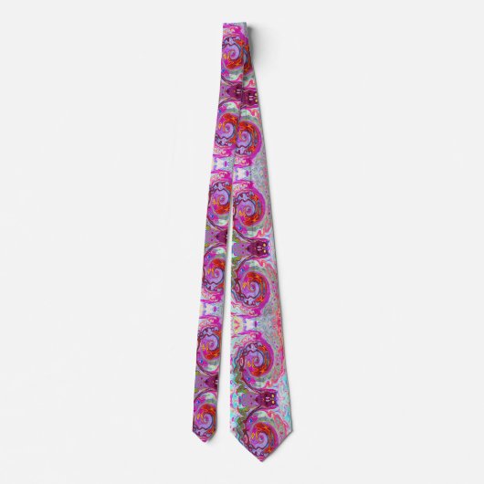 Groovy抽象芸術レトロホットピンクとブルースワール ネクタイ (裏面)