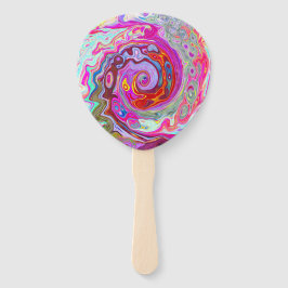 Groovy抽象芸術レトロホットピンクとブルースワール ハンドファン