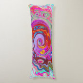 Groovy抽象芸術レトロホットピンクとブルースワール ボディピロー (正面縦)