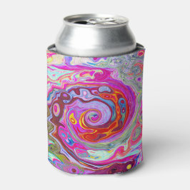 Groovy抽象芸術レトロホットピンクとブルースワール 缶クーラー