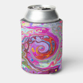 Groovy抽象芸術レトロホットピンクとブルースワール 缶クーラー (缶裏面)