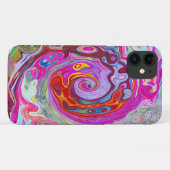 Groovy抽象芸術レトロホットピンクとブルースワール Case-Mate iPhoneケース (裏面(横))