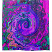 Groovy抽象芸術レトロマゼンタと紫スワール シャワーカーテン (正面)