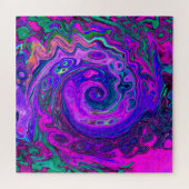 Groovy抽象芸術レトロマゼンタと紫スワール ジグソーパズル (横)