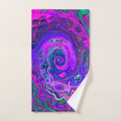Groovy抽象芸術レトロマゼンタと紫スワール バスタオルセット (ハンドタオル)