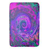 Groovy抽象芸術レトロマゼンタと紫スワール バスマット (正面縦)
