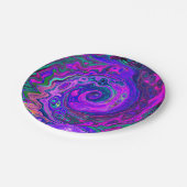 Groovy抽象芸術レトロマゼンタと紫スワール ペーパープレート (アングル)