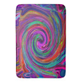 Groovy抽象芸術レトロマゼンタダークレインボースワール バスマット (正面縦)