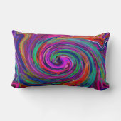 Groovy抽象芸術レトロマゼンタダークレインボースワール ランバークッション (裏面)