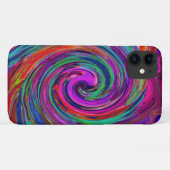 Groovy抽象芸術レトロマゼンタダークレインボースワール Case-Mate iPhoneケース (裏面(横))