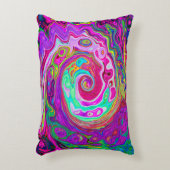 Groovy抽象芸術レトロマゼンタレインボースワール アクセントクッション (正面(垂直))