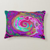 Groovy抽象芸術レトロマゼンタレインボースワール アクセントクッション (裏面)