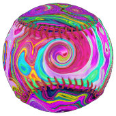 Groovy抽象芸術レトロマゼンタレインボースワール ソフトボール (裏面)