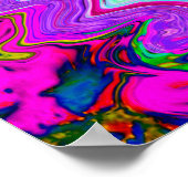 Groovy抽象芸術レトロマゼンタレインボースワール ポスター (角)