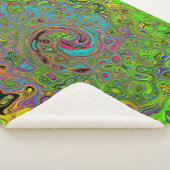 Groovy抽象芸術レトロライムグリーンとブルースワール シェルパブランケット (3/4)