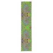 Groovy抽象芸術レトロライムグリーンとブルースワール ショートテーブルランナー (正面)