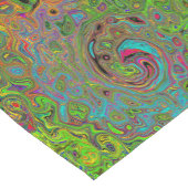 Groovy抽象芸術レトロライムグリーンとブルースワール ショートテーブルランナー (コーナー)