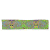 Groovy抽象芸術レトロライムグリーンとブルースワール ショートテーブルランナー (横)