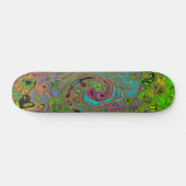 Groovy抽象芸術レトロライムグリーンとブルースワール スケートボード (横)