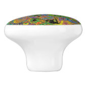 Groovy抽象芸術レトロライムグリーンとブルースワール セラミックノブ (側面)