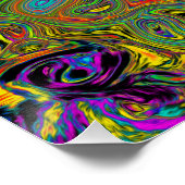 Groovy抽象芸術レトロライムグリーンとブルースワール ポスター (コーナー)