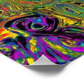 Groovy抽象芸術レトロライムグリーンとブルースワール ポスター (角)