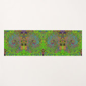 Groovy抽象芸術レトロライムグリーンとブルースワール ヨガマット (正面(横))