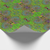 Groovy抽象芸術レトロライムグリーンとブルースワール ラッピングペーパー (角)