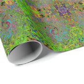 Groovy抽象芸術レトロライムグリーンとブルースワール ラッピングペーパー (ロールコーナー)