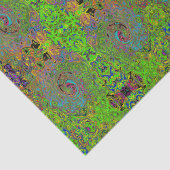 Groovy抽象芸術レトロライムグリーンとブルースワール 薄葉紙 (詳細)