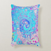 Groovy抽象芸術レトロロビンズエッグブルースワール アクセントクッション (正面(垂直))